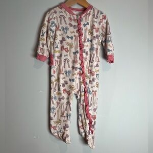 Milkberry One Piece Footies Sleeper Bows Ruffle Bamboo 6-9M Baby Girl